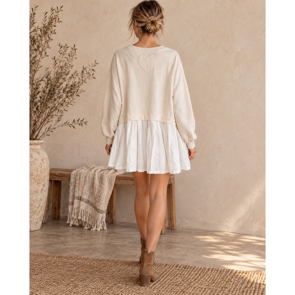 Free People Eleanor Dress Women's Large Ivory Sweater Dress Oversized NWT